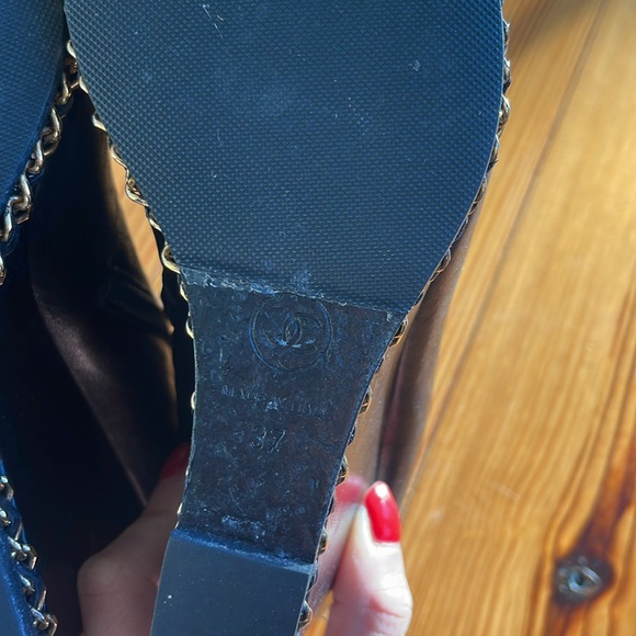 CHANEL Leather Open Toe Wedges / Boots - Picture 7 of 9